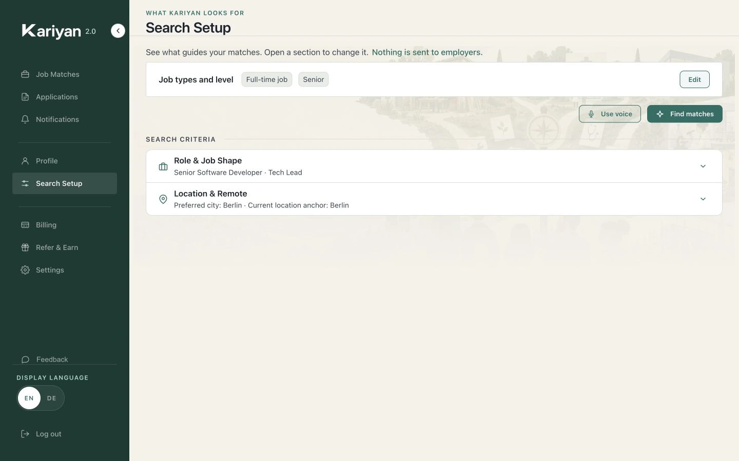 Set up your search
